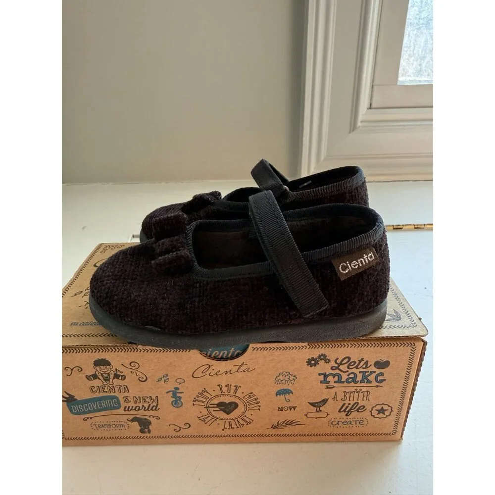 NWB Cienta Baby Girl Shoes Mary Janes Black Size EU 23 US 6.5 [jb]